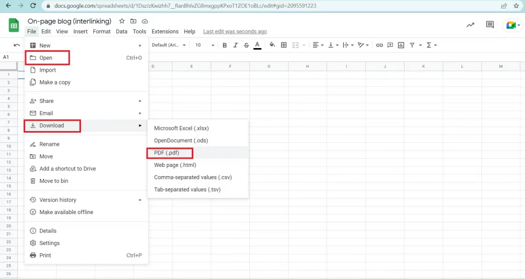 How to Convert XLSX to PDF in Google docs online