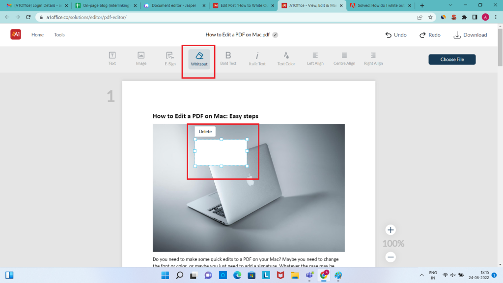 how to white out on PDF is to use an online PDF editor - A1Office pdf editor