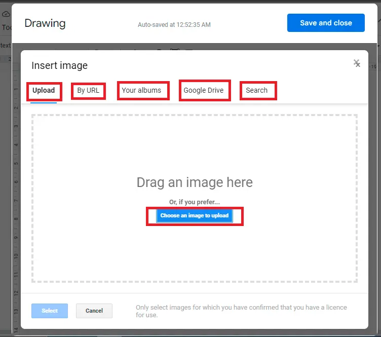 how to add a signature in Google Docs: upload image