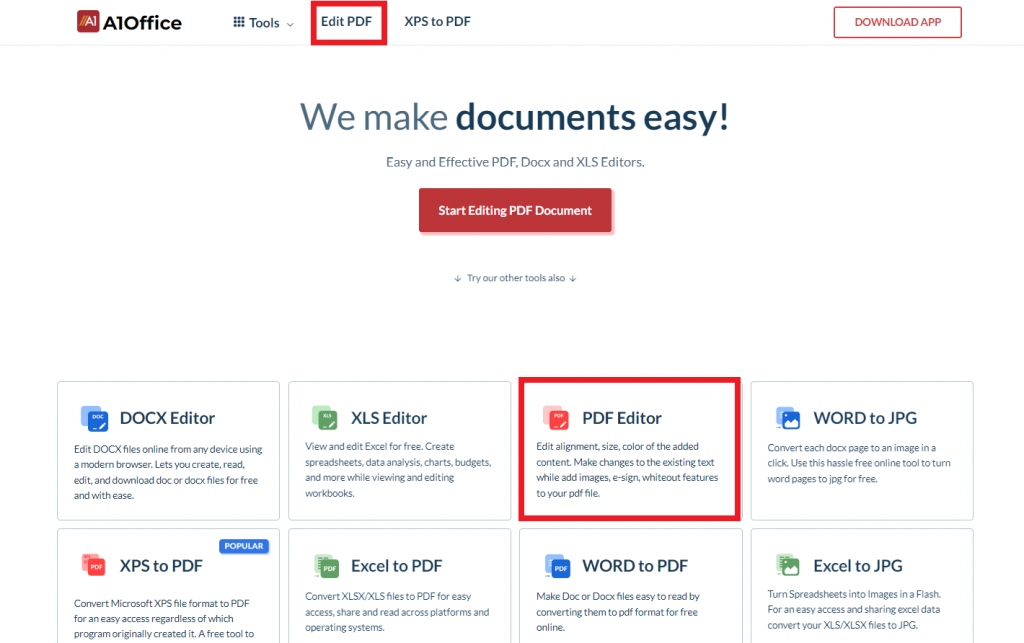 open pdf editor from website